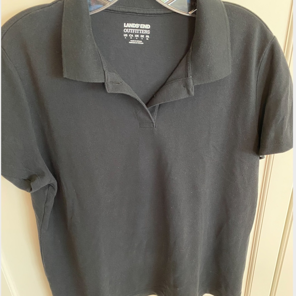 Land's End Mesh Polo, Black, Large